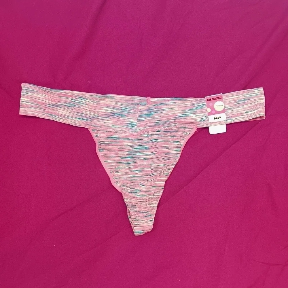 NWT Vintage Joe Boxer‎ Thong Panties XXL Pastel Stripe Stretch Y2K 90s Deadstock